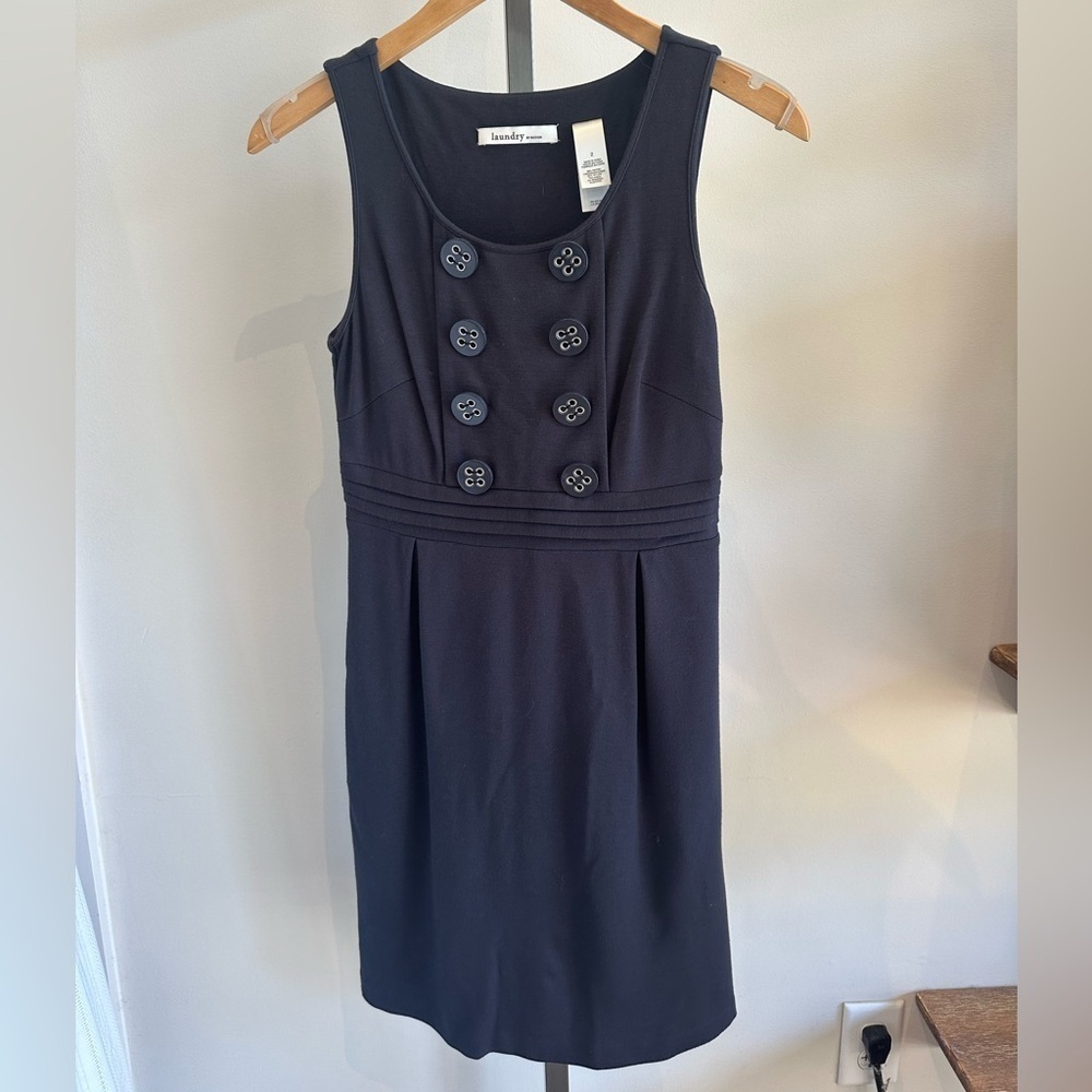 Laundry By Design Dress Size 2 Navy Blue Sheath Above Knee Casual Sleeveless